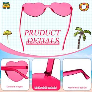 Vibrant TOODOO Heart Shaped Rimless Sunglasses