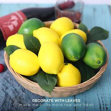 VEOAY Realistic Fake Lemons and Limes Decor 36PCS