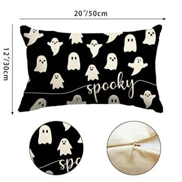 JXZYGMD Halloween Pillow Cover 12x20 Ghost Spooky Halloween Lumbar Pillow Covers Decorations Outdoor Halloween Pillows Decorative for Halloween Home Decor for Sofa