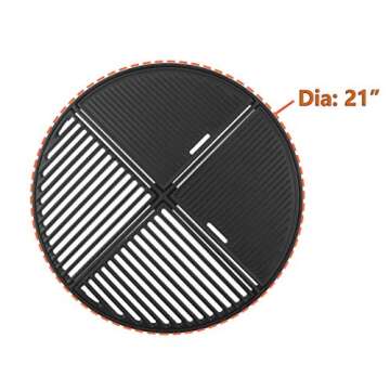 Cast Iron Grill Grate for Weber Original Kettle Premium 22" Charcoal Grill and Smoker, Replacement f...