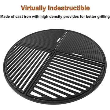 Cast Iron Grill Grate for Weber Original Kettle Premium 22" Charcoal Grill and Smoker, Replacement for Weber 22" Performer Premium Grill, Two types of cooking surface, Modular Fits 22" Grill