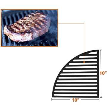 Cast Iron Grill Grate for Weber Original Kettle Premium 22" Charcoal Grill and Smoker, Replacement for Weber 22" Performer Premium Grill, Two types of cooking surface, Modular Fits 22" Grill