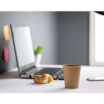 Comfy Package GUSTO [8 oz. - 100 Pack] Kraft Paper Hot Coffee Cups- Unbleached