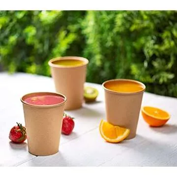 Comfy Package GUSTO [8 oz. - 100 Pack] Kraft Paper Hot Coffee Cups- Unbleached