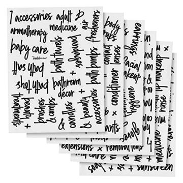 Talented Kitchen 192 Preprinted Bathroom Labels - Black Script Stickers for Chic Organization