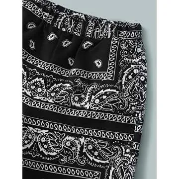 OYOANGLE Boy's 2 piece Outfits Round Neck Short Sleeve Patched Pocket Tee and Print Shorts Sets Black and White 9Y