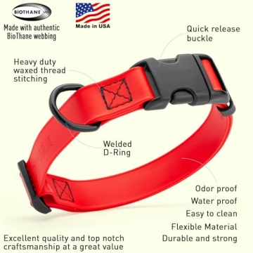 Dogline Biothane Waterproof Dog Collar - Quick Release & Odor-Proof, Suitable for All Sizes