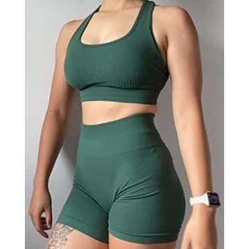 AUROLA Power Scrunch Butt Workout Shorts for Women Seamless Gym Shorts High Waist Tummy Control Yoga Biker Shorts,Eden Green,M