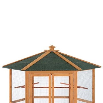 PawHut Large Outdoor Wooden Hexagonal Bird Aviary