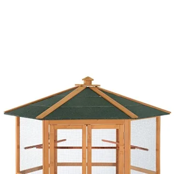PawHut Large Outdoor Wooden Hexagonal Bird Aviary