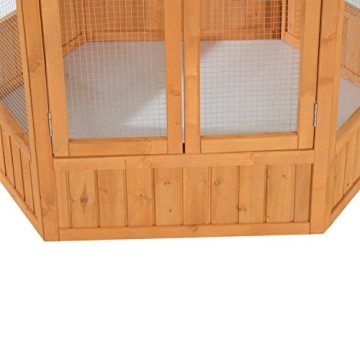 PawHut Large Outdoor Wooden Hexagonal Bird Aviary