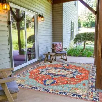 HZODJBH Washable Rug 9x12 Area Rugs for Living Room - Stain Resistant Non-Slip Backing Rugs for Bedroom,Ultra-Thin Vintage Large Area Rug (9' x 12')