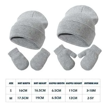 Baby Hats and Mittens Set Infant Toddler Beanie Caps Hospital Hat Set Newborn Gloves for Baby Boys Girls Khaki/Caramel/Black S