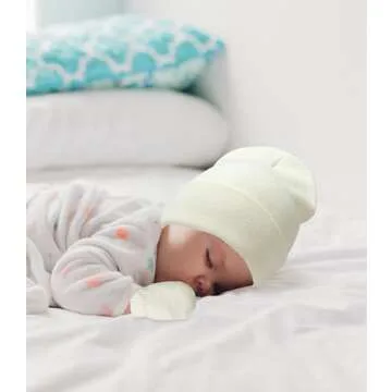 Baby Hats and Mittens Set Infant Toddler Beanie Caps Hospital Hat Set Newborn Gloves for Baby Boys Girls Khaki/Caramel/Black S