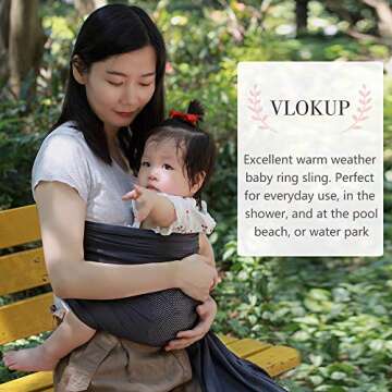 Vlokup Baby Water Ring Sling Carrier | Lightweight Breathable Mesh Baby Wrap for Infant, Newborn, Kids and Toddlers | Perfect for Summer, Swimming, Pool, Beach | Great for Dad Too Grey