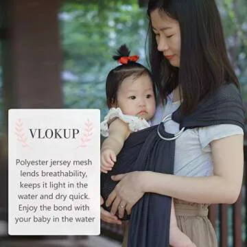 Vlokup Baby Water Ring Sling Carrier | Lightweight Breathable Mesh Baby Wrap for Infant, Newborn, Kids and Toddlers | Perfect for Summer, Swimming, Pool, Beach | Great for Dad Too Grey
