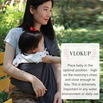 Vlokup Baby Water Ring Sling Carrier | Lightweight Breathable Mesh Baby Wrap for Infant, Newborn, Kids and Toddlers | Perfect for Summer, Swimming, Pool, Beach | Great for Dad Too Grey