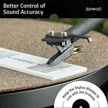 Hudson Hi-Fi Turntable Phonograph LP Phono Cartridge Stylus Alignment Protractor Tool–High Contrast (VTA Sold Separately)