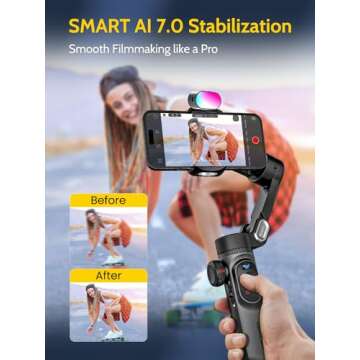 Professional Gimbal Stabilizer for Smartphone,RGB Magnetic Refill Light,OLED Display LED Light,face ...