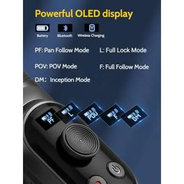 Professional Gimbal Stabilizer for Smartphone,RGB Magnetic Refill Light,OLED Display LED Light,face Tracking,Gesture Control,Professional 3-axis stabilizer for Android &iPhone, AOCHUAN XPRO KIT Black