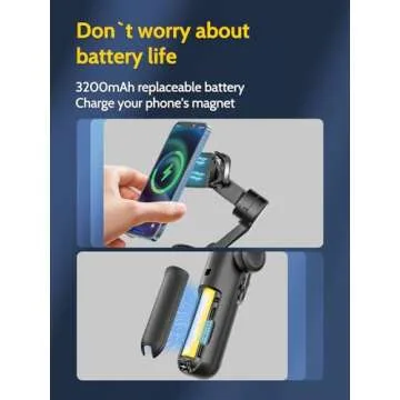 Professional Gimbal Stabilizer for Smartphone,RGB Magnetic Refill Light,OLED Display LED Light,face Tracking,Gesture Control,Professional 3-axis stabilizer for Android &iPhone, AOCHUAN XPRO KIT Black