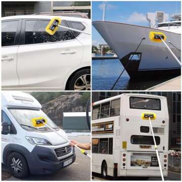 Buyplus 5-12 Foot (20 ft Reach) Car Wash Brush with 12-Inch Soft Bristle, On/Off Switch Telescopic C...