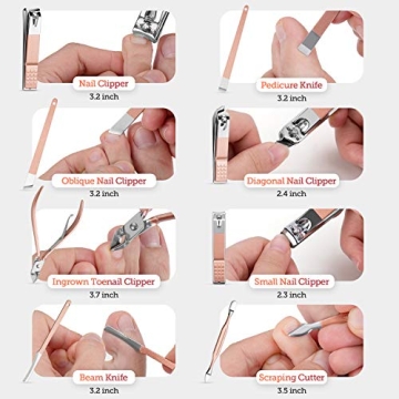 Vabogu 18-Piece Manicure Set in Luxurious Pink Gold Case