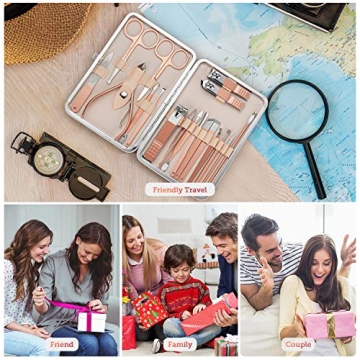 Vabogu 18-Piece Manicure Set in Luxurious Pink Gold Case