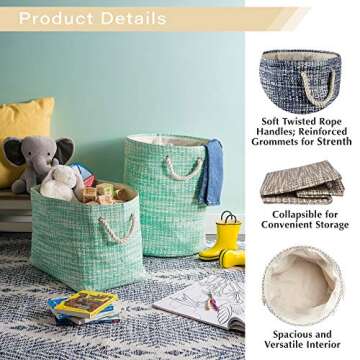DII Woven Paper Storage Basket or Bin, Collapsible & Convenient Home Organization Solution for Office, Bedroom, Closet, Toys, & Laundry (Small - 11x10x9”), Gray Tweed