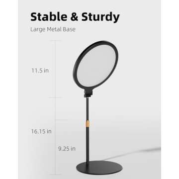 10.5" Ring Light with Stand, Full-Screen Selfie Ring Light for Desk with Phone Holder, Adjustable Laptop Light for Video Recording, Zoom Lighting for Computer, Meeting, Live Streaming, Podcast