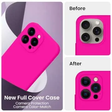 FireNova Designed for iPhone 15 Pro Max Case, Silicone Upgraded [Camera Protection] Phone Case with [2 Screen Protectors], Soft Anti-Scratch Microfiber Lining Inside, 6.7 inch, Hot Pink