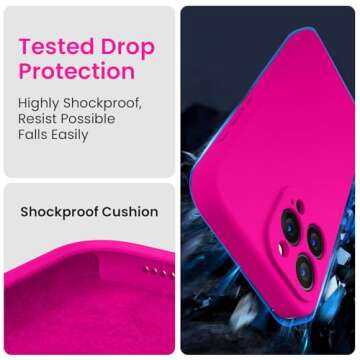 FireNova Designed for iPhone 15 Pro Max Case, Silicone Upgraded [Camera Protection] Phone Case with [2 Screen Protectors], Soft Anti-Scratch Microfiber Lining Inside, 6.7 inch, Hot Pink