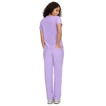 COZYFIT Scrubs Set for Women - Stylish V-Neck Top & Functional Pants in Light Purple