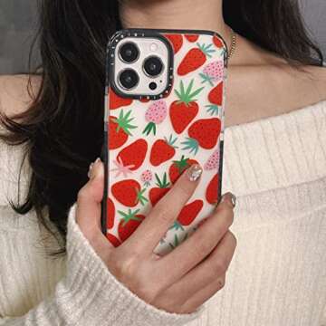 LOLAGIGI iPhone 13 Pro Max Case - Cute Strawberry Print, Kawaii Fruit Design, Soft Clear TPU for Wom...