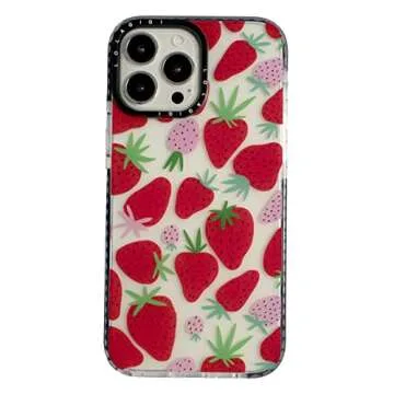 LOLAGIGI iPhone 13 Pro Max Case - Cute Strawberry Print, Kawaii Fruit Design, Soft Clear TPU for Women & Teens