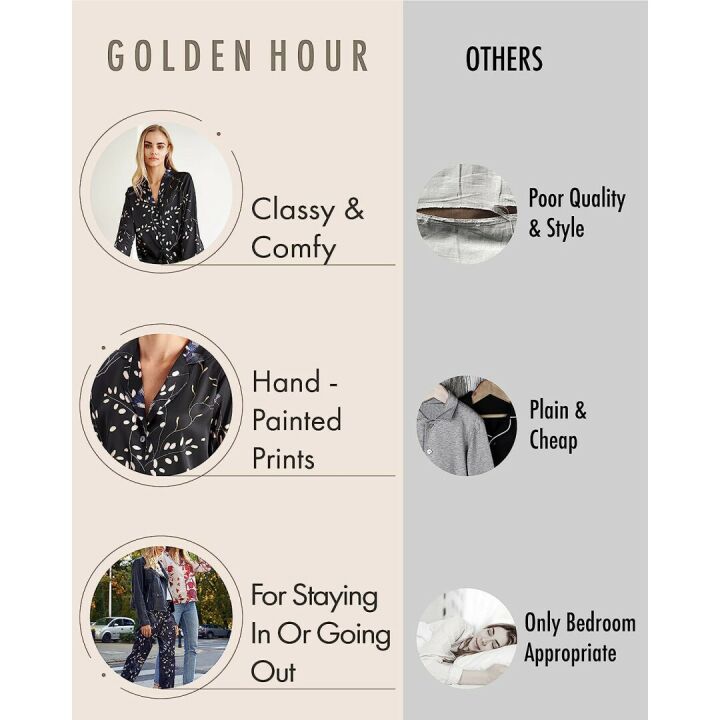 Floral Silk Satin Pajamas Set for Women