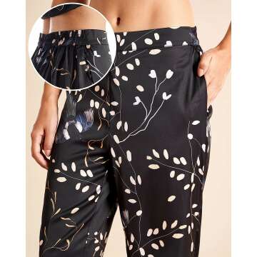 Floral Silk Satin Pajamas Set for Women