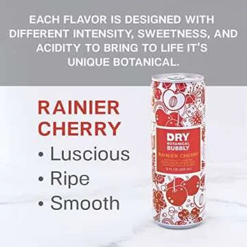 DRY Non-Alcoholic Cherry Botanical Bubbly I 4 Clean Ingredients I Delicious Way to Be Sober & Social I Zero Proof Mocktail Mixer I Craft Non-Alcoholic Multi-Use Beverage, 12 Fl Oz (Pack of 12)