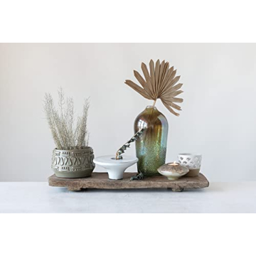 Creative Co-Op Green Embossed Stoneware Planter for Indoor Use
