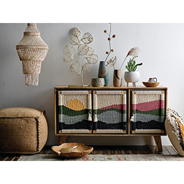 Creative Co-Op Green Embossed Stoneware Planter for Indoor Use