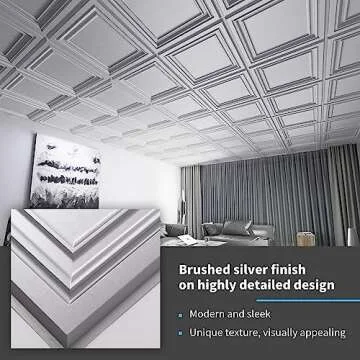 Art3d Argent Silver PVC Ceiling Tiles (12-Pack)