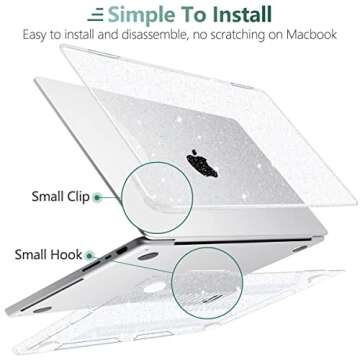 DONGKE for M4 MacBook Pro 16 inch Case 2024-2021 A3403 A3186 M3 A2991 M2 A2780 M1 A2485 Pro Max Chip with Touch ID, Plastic Hard Shell Case with Keyboard Cover & Screen Protector, Sparkly Clear