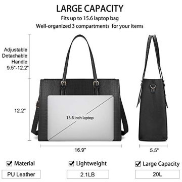 Waterproof Leather Laptop Tote Bag Women Stylish Spacious