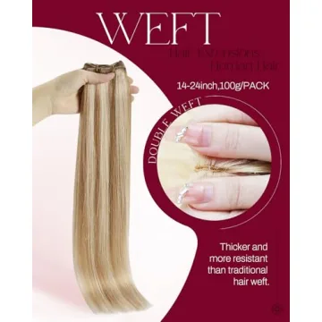 Moresoo Sew in Hair Extensions Real Human Hair Blonde Highlights Remy Human Hair Weft Extensions Med...