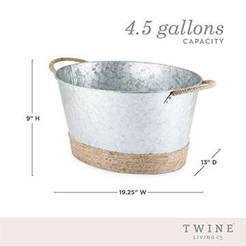 Twine Galvanized Ice Metal Beverage Tub - 4.5 Gallons