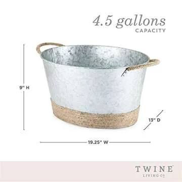 Twine Galvanized Ice Metal Beverage Tub - 4.5 Gallons
