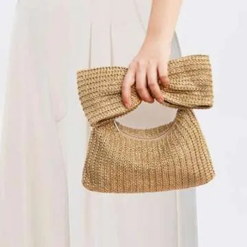 jessie Straw Clutch Bags for Women, Straw Clutch Purses for Women Summer Beach Bags Woven Clutch Handbag Envelope Purse ()