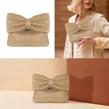 jessie Straw Clutch Bags for Women, Straw Clutch Purses for Women Summer Beach Bags Woven Clutch Handbag Envelope Purse ()