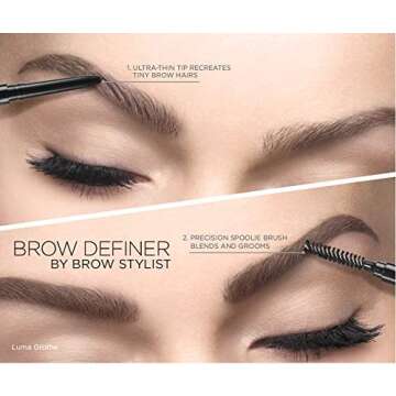 L'Oreal Paris Makeup Brow Stylist Definer Waterproof Eyebrow Pencil, Ultra-Fine Mechanical Pencil, D...