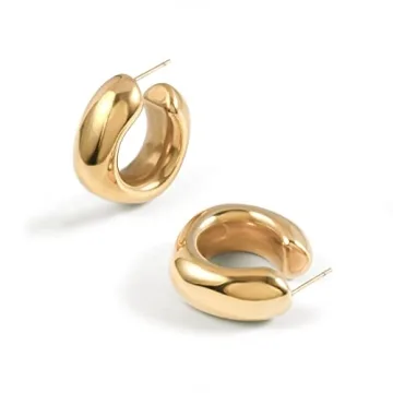 Luxury 18K Gold Plated Chunky Hoop Earrings - Waterproof & Non-Tarnish